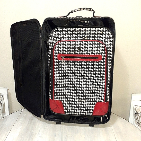 Protocol Bags Vintage 3 Piece Protocol Houndstooth Luggage Set Red